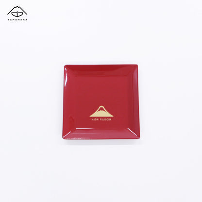 名代富士そば　山中塗　紅白角皿